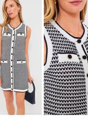 Tuckernuck pomander navy stripe Bardow White Knit Button-Front Dress
